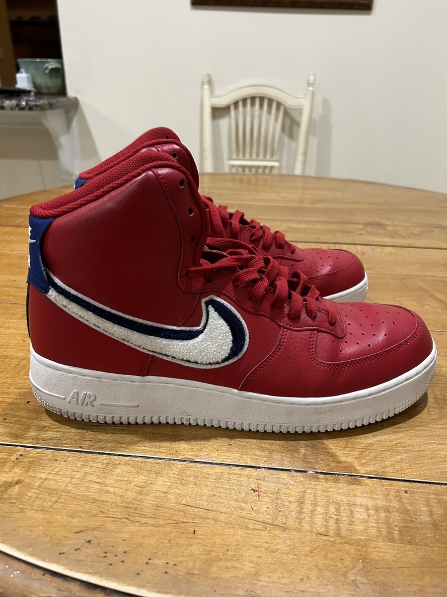 Nike 806403-603 Air Force 1 High Chenille Swoosh Red Sneaker  display picture 1
