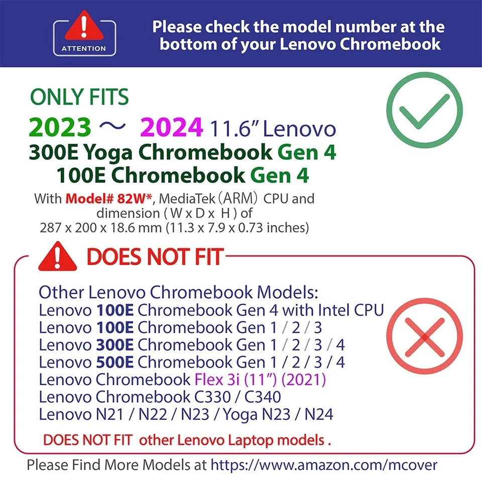 NEW mCover Case for 2023 11.6" Lenovo Chromebook 300E Yoga / 100E Gen 4 MediaTek - Image 2 of 4