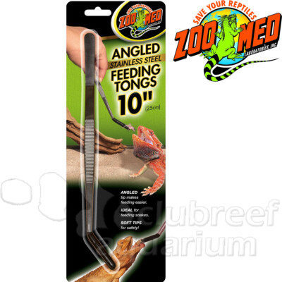 Zoo Med Angled 10'' Stainless Steel Reptile/Fish Feeding Tongs