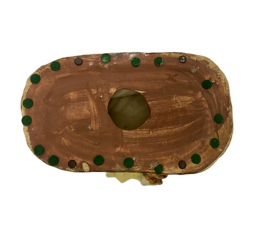 Vintage Majolica Ceramic 14” Centerpiece Bowl Monkey Banana Leaf Motif (ST). - Picture 6 of 7