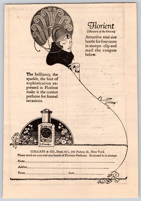 1924 Print Ad Colgate & co Florient Flowers of the Orient Perfume Trial Size