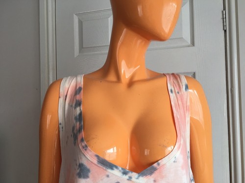 Elizabeth & James Textile Peach Black Dye Waterfall Sleeveless Top Small UK8-10 - Picture 2 of 11