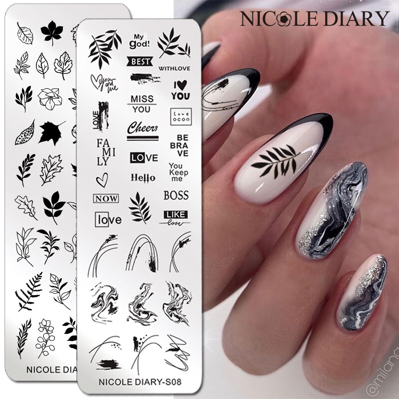 NICOLE DIARY Butterfly Nail Stamping Plates Abstract Face Image Templates French