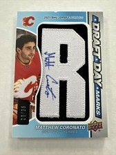 2023 24 UPPER DECK SP GAME USED DRAFT DAY ROOKIE PATCH AUTO MATTHEW CORONATO /35
