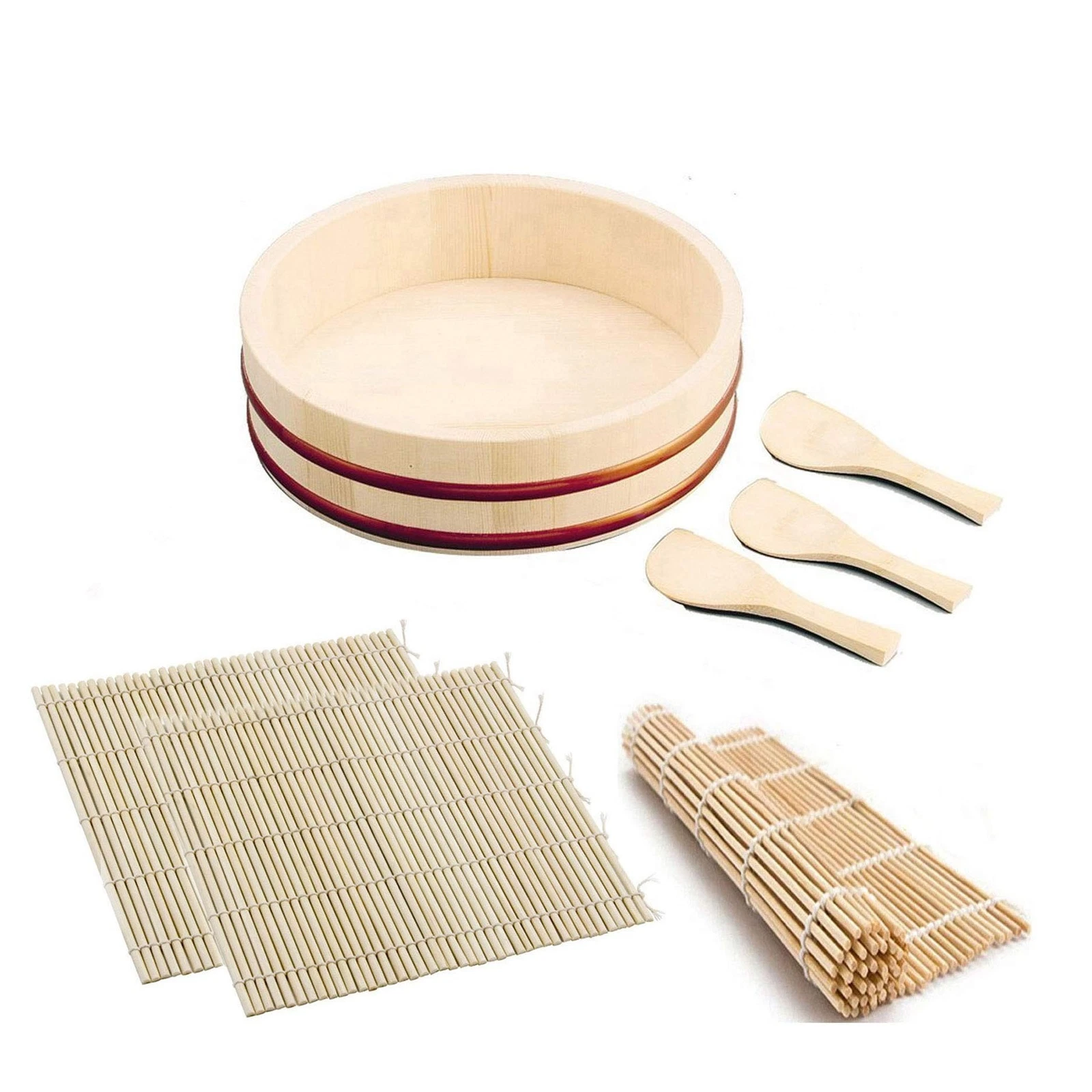 JapanBargain, Sushi Making Kit Rice Mixing Bowl Tub Japanese Hangiri x1, Bamb...