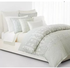 New Ralph Lauren Wakefield Green Cream Floral King Duvet Cover 3Pc