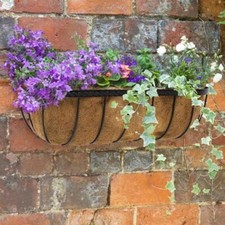 Hanging Flower Basket Trough 24'' Wall Mounted Pre-Lined Outdoor Planter 26L