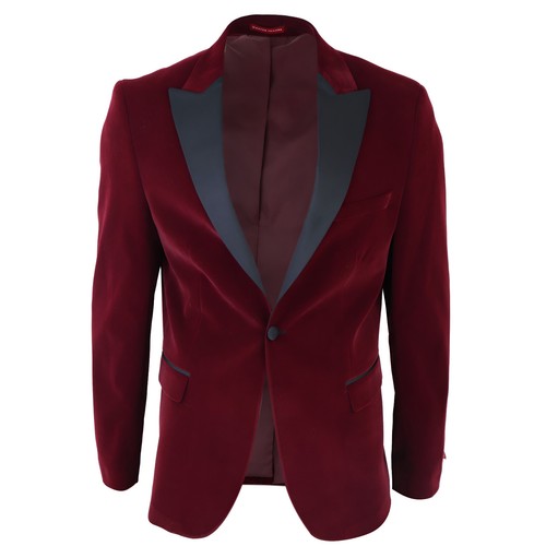 QZI Hommes Veste En Velours Veste De Smoking à Revers Croisé Coupe Slim