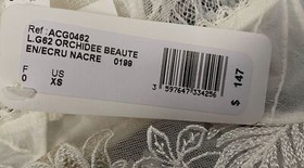 $140 Lise Charmel Women's White Embroidery Orchidee Beaute Thong Panties Size XS