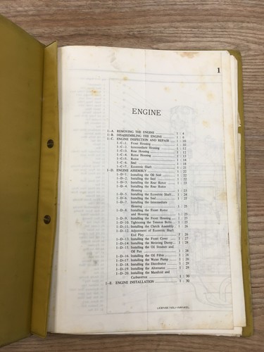 MAZDA RX-2 CAPELLA ROTARY WORKSHOP MANUAL BOOK YELLOW COVER ORIGINAL GENUINE - Picture 2 of 18