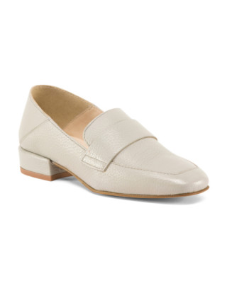 Christian Di Riccio Beige Pearlized Leather Loafers Made In Italy Size 39 
