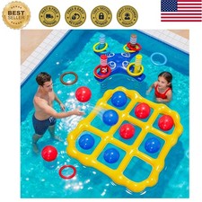 Durable 2-in-1 Inflatable Tic Tac Toe  Ring Toss for Pool Parties - All Ages