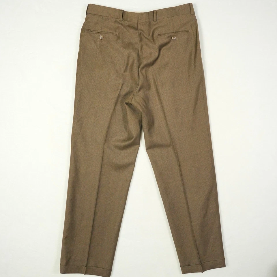 Ralph Lauren Wool Cashmere Pleated Trousers Mens Brown 33x31 Classic Dress Pants - Image 2 of 4