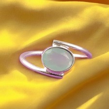 Aqua Chalcedony Gemstone Jewelry 925 Solid Silver Ring All Size Gift For Her DN