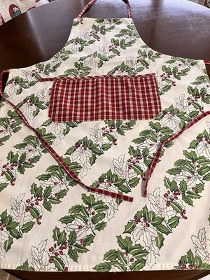 CLASSIC CLAYRE & EEF COTTON CHRISTMAS APRON HOLLY PLAID