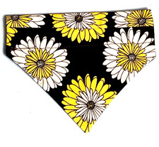 Over Collar Slide On Pet Dog Cat Bandana Scarf GIANT DAISY FLOWERS SMALL