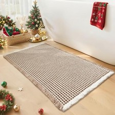 Waffle Bath Mat - Boho Bathroom Rugs Non Slip Washable, Super Absorbent 