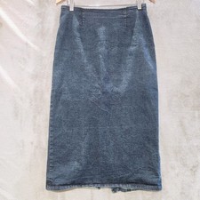 Vintage GAP Womens Denim Stretch Maxi Skirt Back Split Size 10 Y2K Minimalist