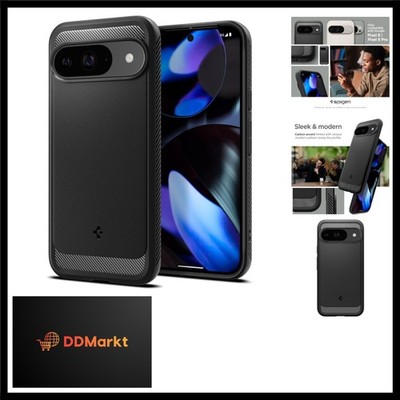 Rugged Armor Hülle für Google Pixel 9 Pro und Pixel 9 [Made for Google] -Schwarz