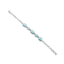 Bracciale quadrato con pietre preziose Larimar in argento sterling 925...
