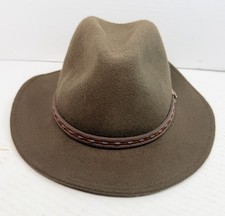 Scala Classico Dorfman Pacific Brown Wool Felt Fedora Hat Medium NWT