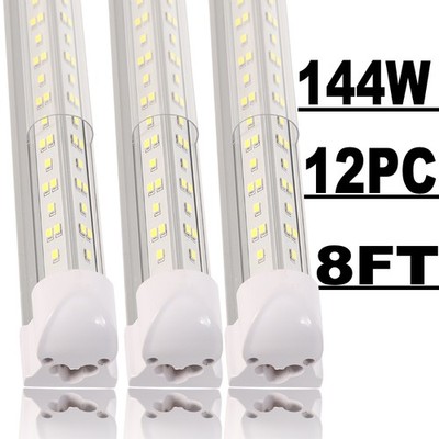 8FT Integrated Led Shop Lights 144W 6500K Tube Clear Cover 12/48PCS 18000 Lumens