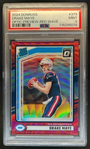 2024 Panini Donruss Drake Maye Optic Rated Rookie Preview Red Wave #379 PSA 9