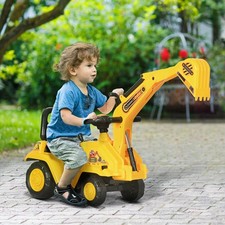 Kids Digger Ride On Excavator, w/ Horn Under Seat Storage Ages 18M 