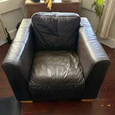 Brown Leather Armchair 1 Seater Contemporary/Modern Solid 90x90x70cm