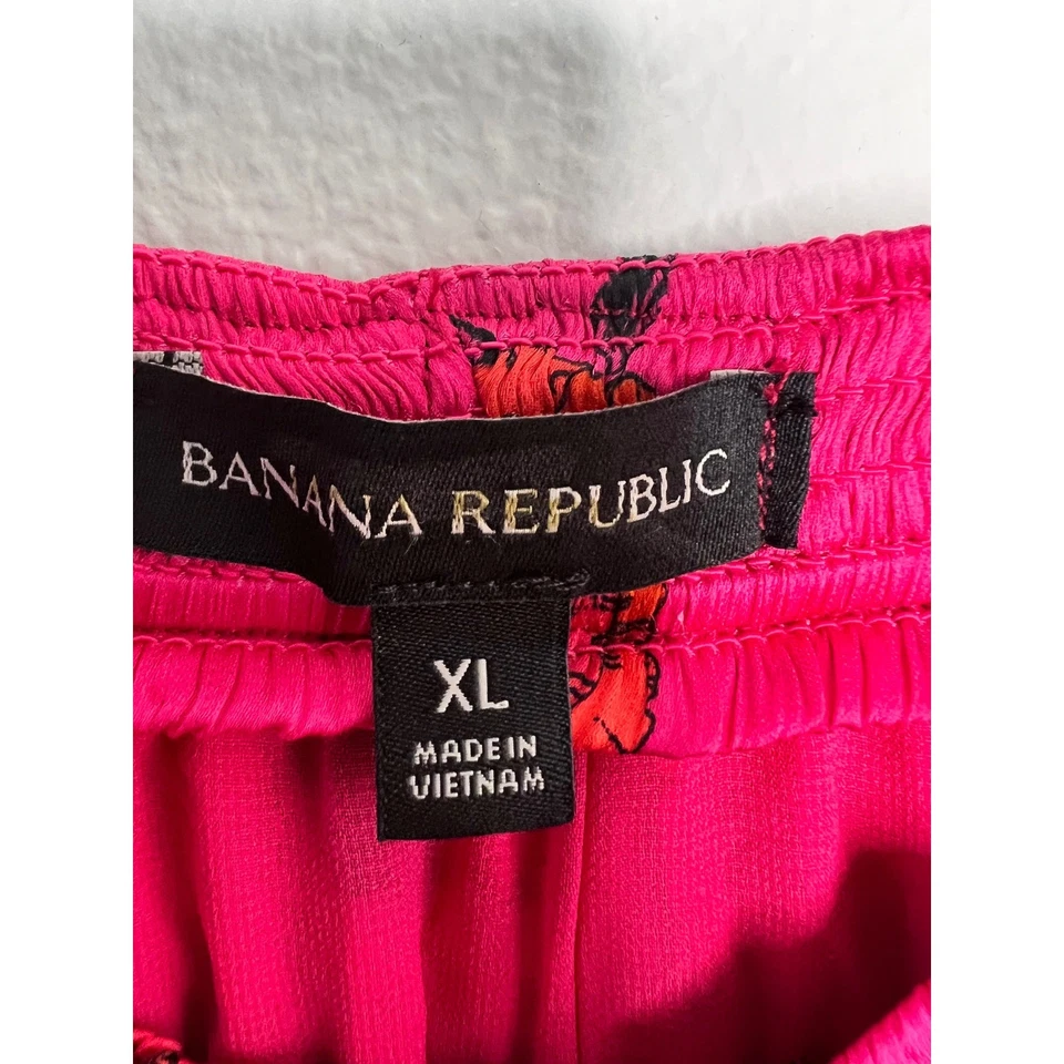 Falda midi plisada floral Banana Republic para mujer XL rosa naranja negra Foto 4 de 4