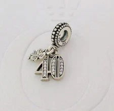 Authentic PANDORA  40 Years of Love Pendant Dangle Charm Clear CZ