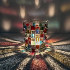 Tealight Candle Holder, Colored Clear Glass Holder for Table Colorful