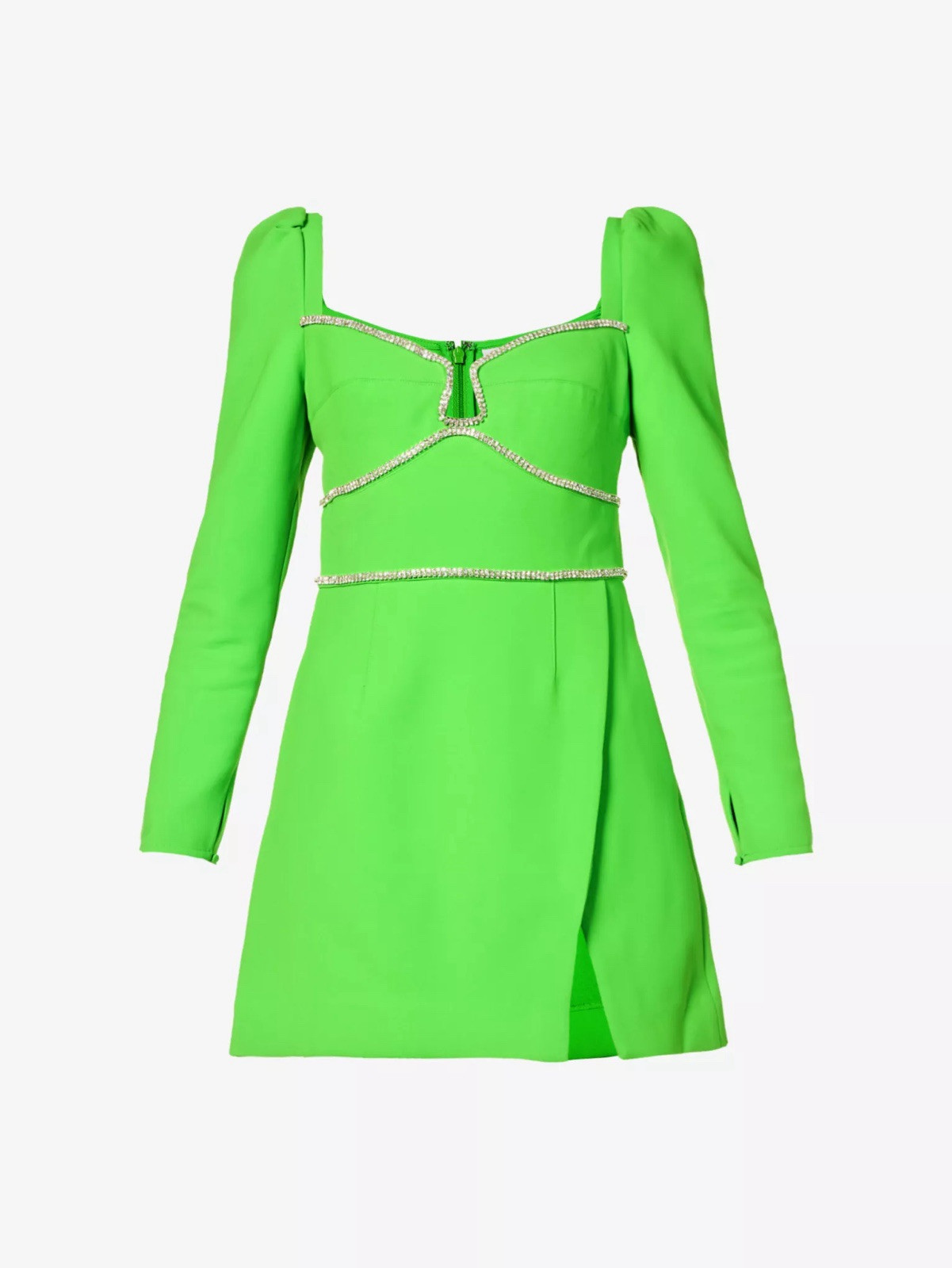 Self Portrait Green Crystal-embellished crepe mini dress, Size 10 RRP £450 image 3