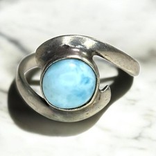 Vintage Sterling Silver Blue Larimar Style Gemstone Ring