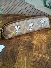 Coach X Peanuts Limited Edition Snoopy Signature Canvas Pencil Case CBT17 New