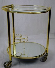 French Bar Cart With Two Glass Tiers And Gilded Metal Frame Circa 1970