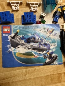 LEGO 4669 Turbo-Charged Police Boat For Parts 2 Minifigures Manual Zodiac Canopy