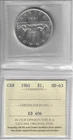Canada 1961 , $1 Silver Dollar, ICCS Certified MS63