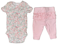 Carters Baby Girl Preemie Outfit Bodysuit Ruffle Bottom Pants Flowers Clothes