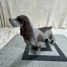 Springer Spaniel Dog Figurine Brown Ceramic Mold Vintage 7" Tall