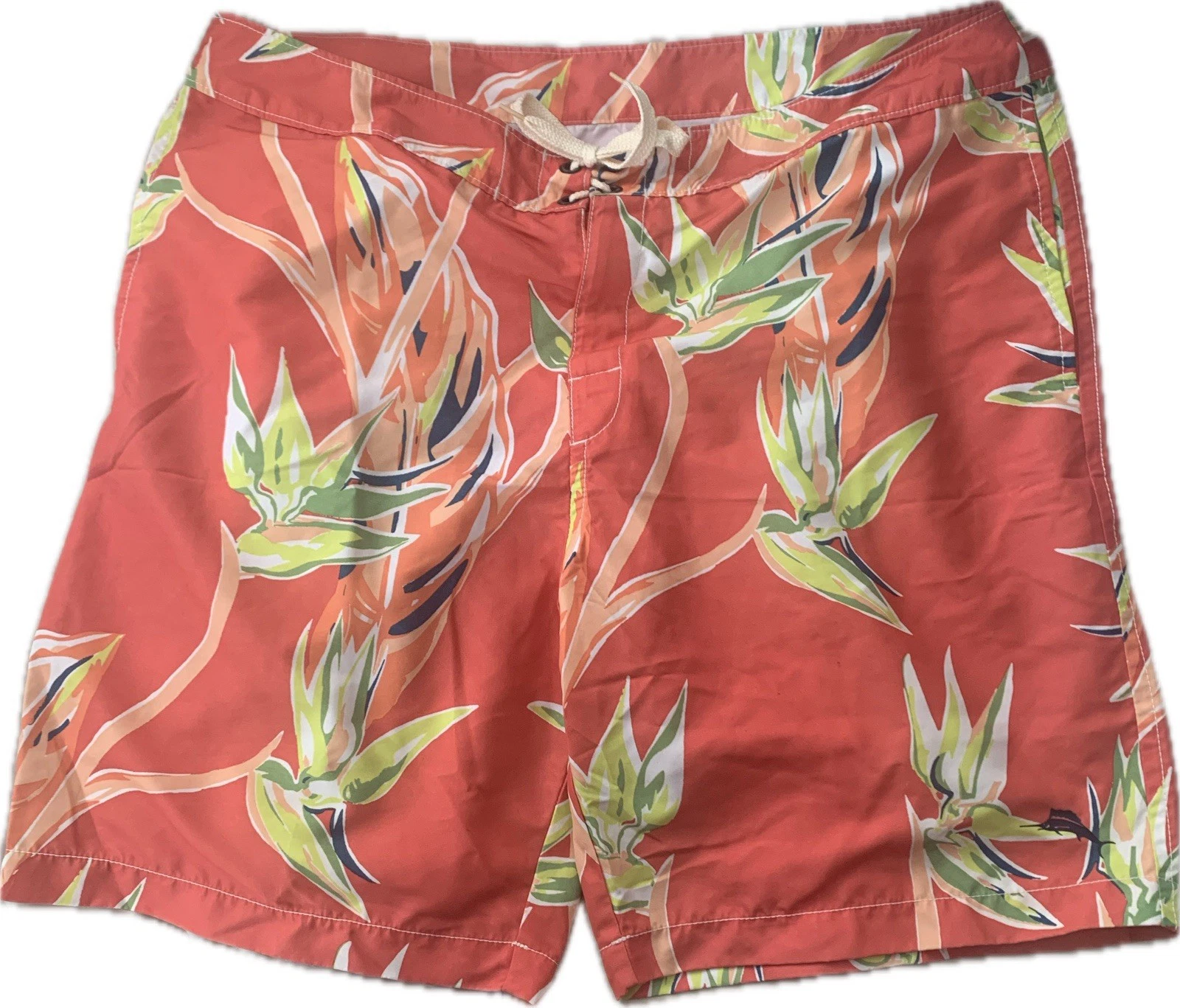 Tommy Bahama Shorts Mens 40 Floral Printed Drawstring Orange Floral Print