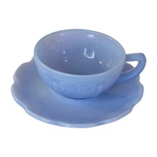 Delphite Blue Cherry Blossom by Jeanette Child's Tea Cup And Saucer Vintage READ