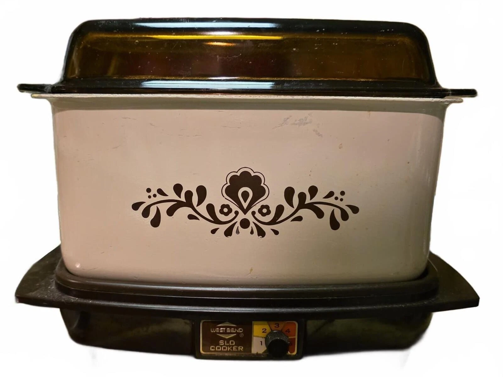 Vintage West Bend Multi-Purpose Slow Cooker 6Qt Brown Flower