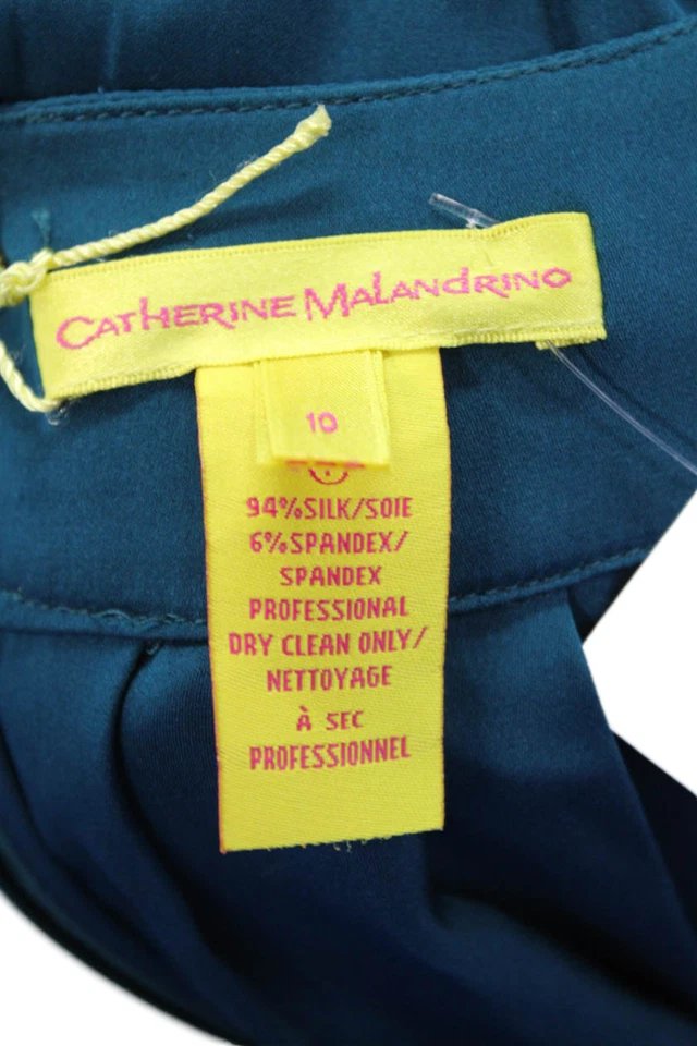 Mono sin mangas de seda con cuello redondo verde azulado talla 10 de Catherine Malandrino para mujer Foto 4 de 4
