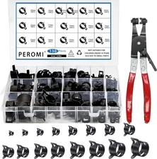 130Pcs 6-25mm Spring Band Hose Clamps 130pcs with Plier, Black 