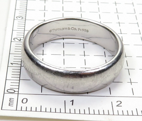 Estate Tiffany & Co Platinum Men's Wedding Band Ring Sz 10.25 UK-U 6.06MM 14.4GM - Picture 10 of 12
