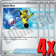4x Super Rod 188/193 x4 - Paldea Evolved - Pokemon TCG - Playset