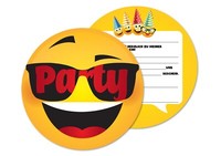 Friendly Fox Smiley Einladung, 12 Runde Smiley Einladungskarten Kindergeburtstag