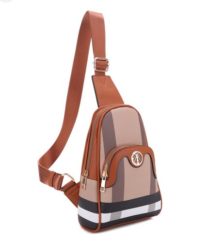 Cross Body Bag Plaid Double Sectioned Adjustable Strap Handbag Purse Backpack