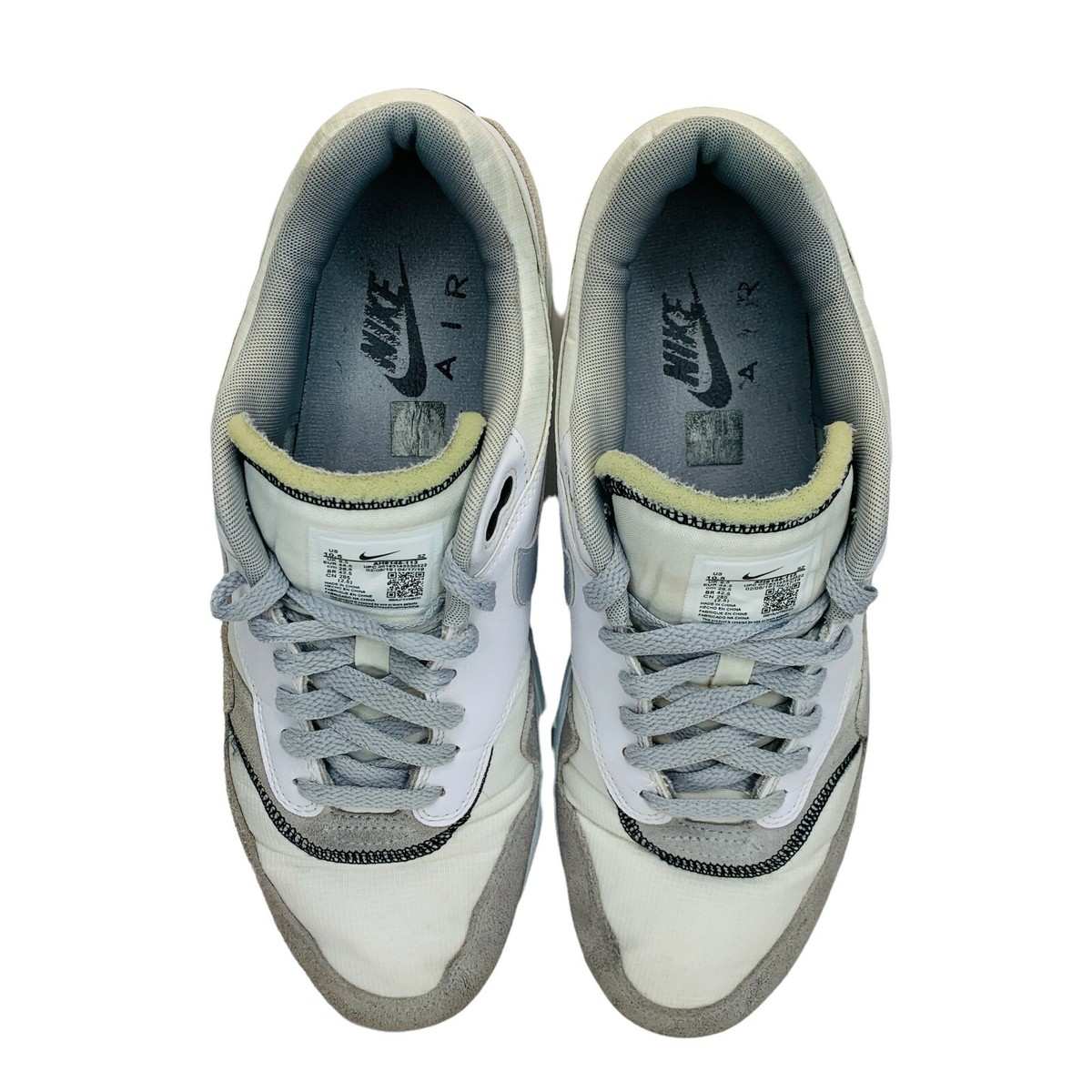 Men\'s Nike Air Max 1‎ Inside Out Sz 10.5 White Black Wolf Grey AH8145-113 Nike Air Max 1 Inside Out Wolf Grey Black White Mens Size  main image 2